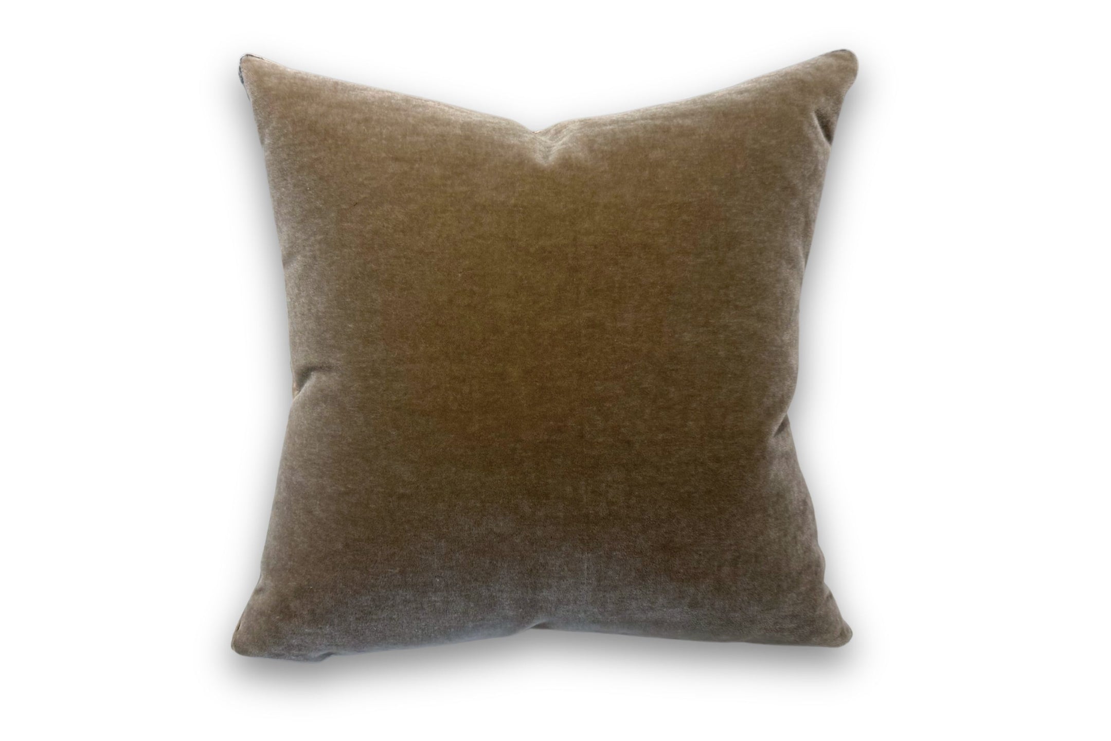 Mohair Pillow with Velvet Tuxedo Stripe - Latte