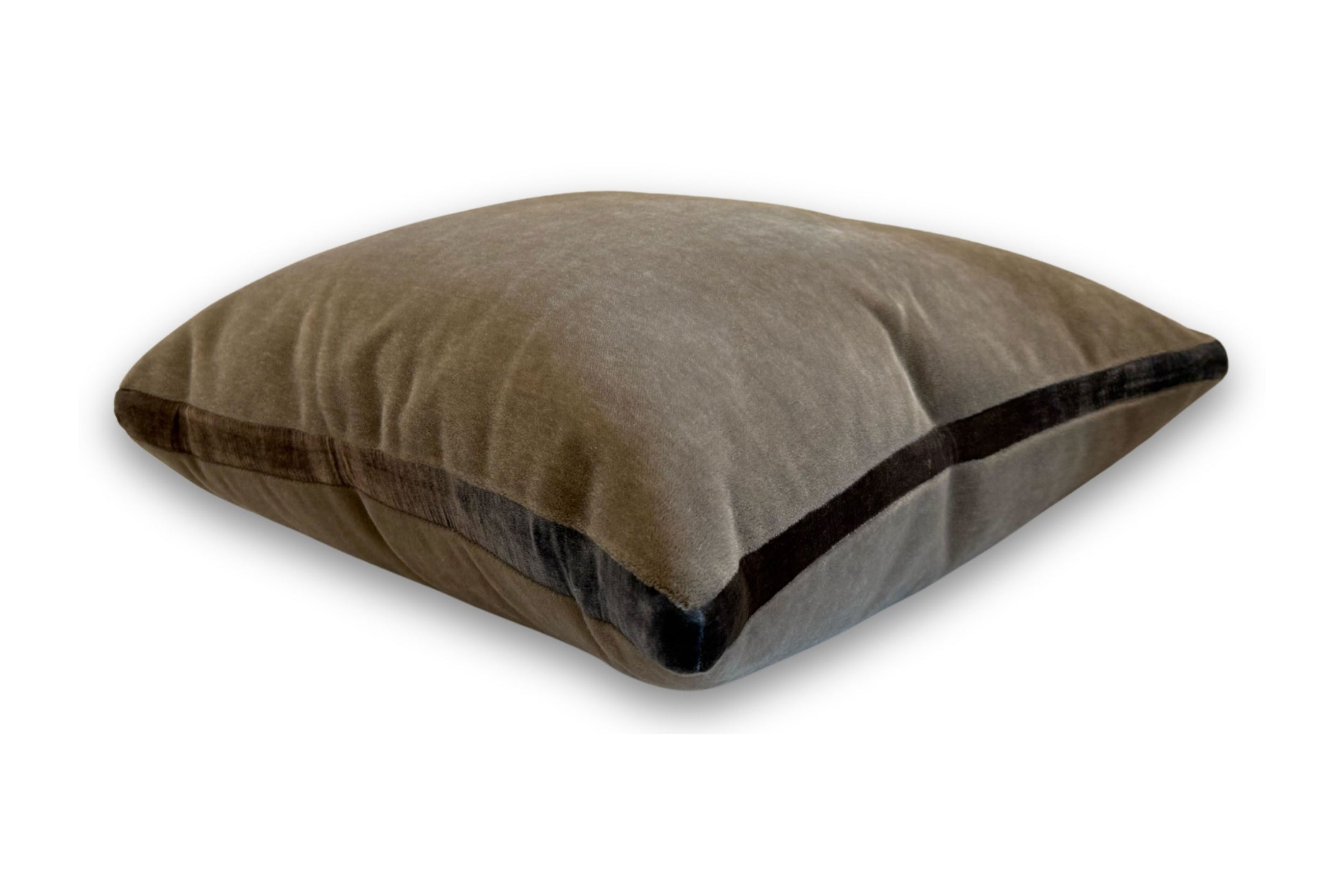 Mohair Pillow with Velvet Tuxedo Stripe - Latte