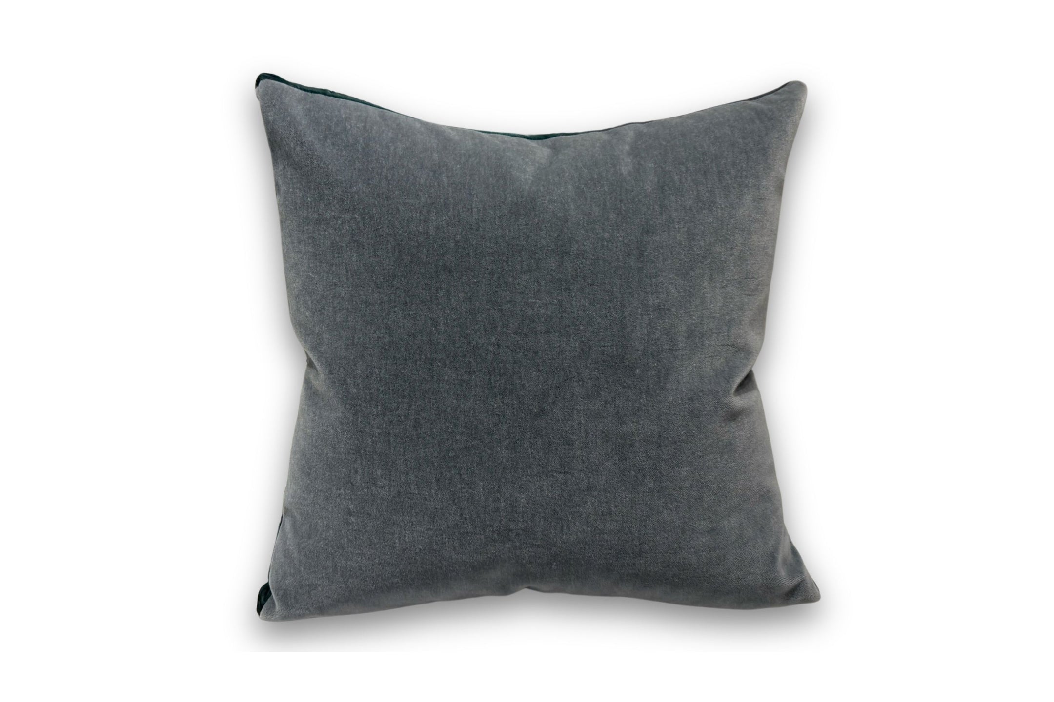 Mohair Pillow with Velvet Tuxedo Stripe - Silver/Black