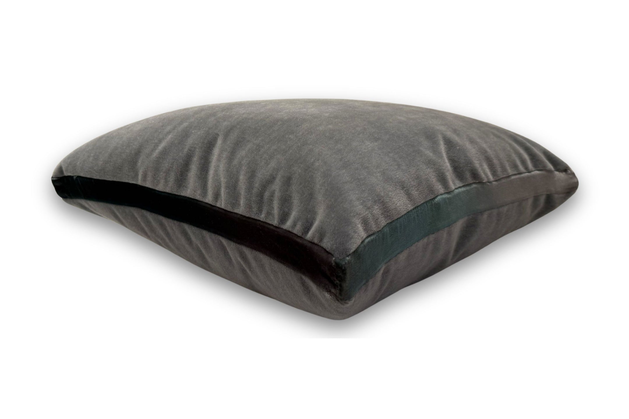 Mohair Pillow with Velvet Tuxedo Stripe - Silver/Jade