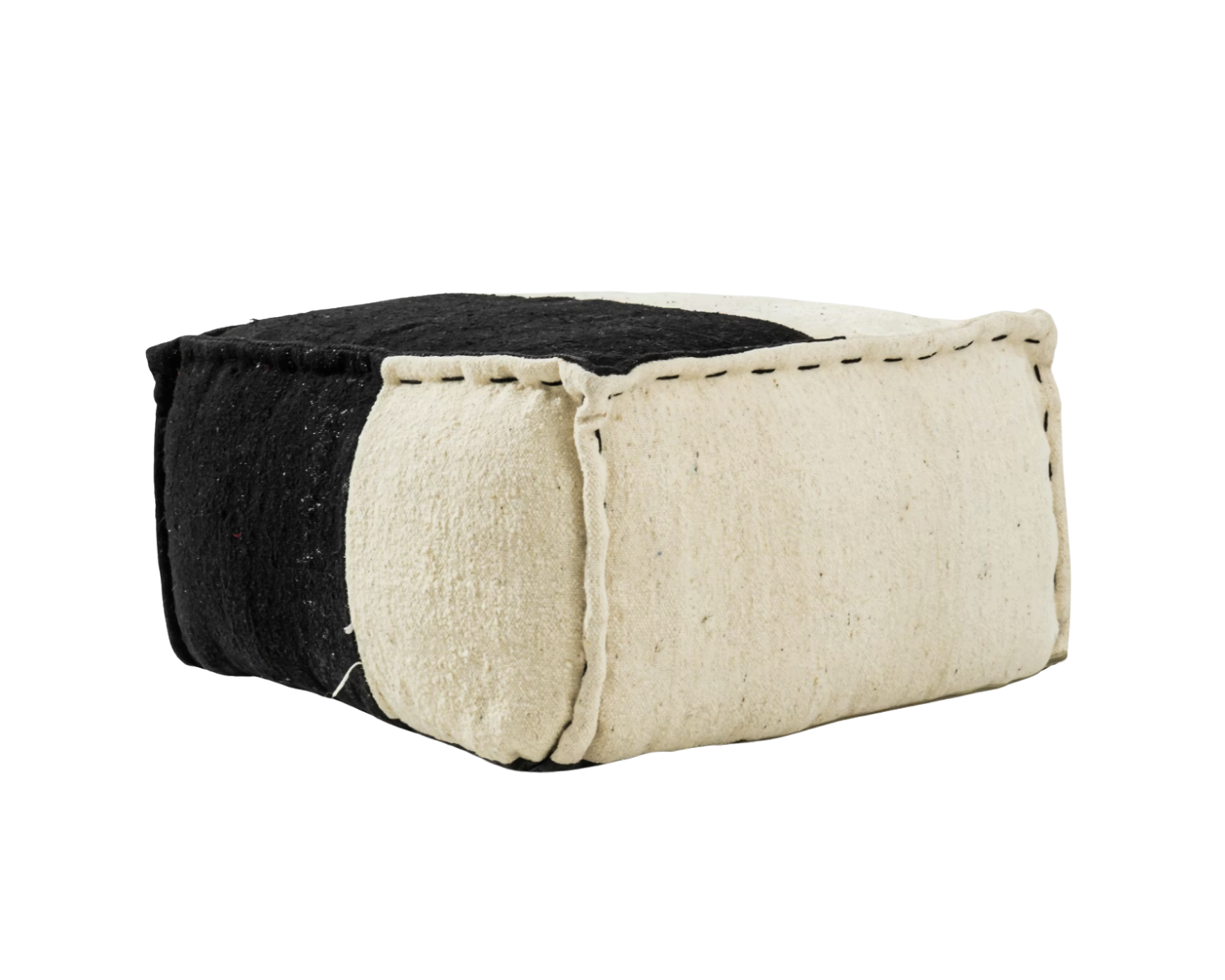 Handwoven Black & White Pouf