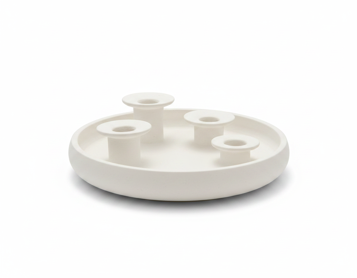 White Glaze Four Candle Holder