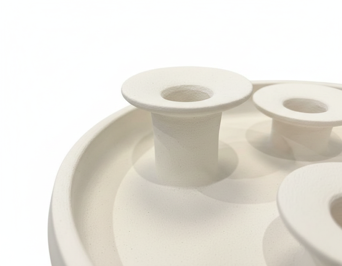 White Glaze Four Candle Holder