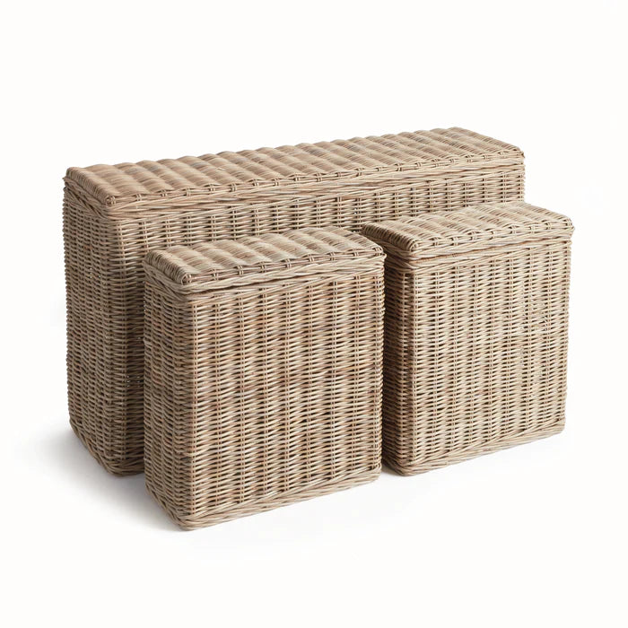 Hinged Rattan Storage Console Set