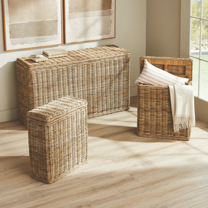 Hinged Rattan Storage Console Set