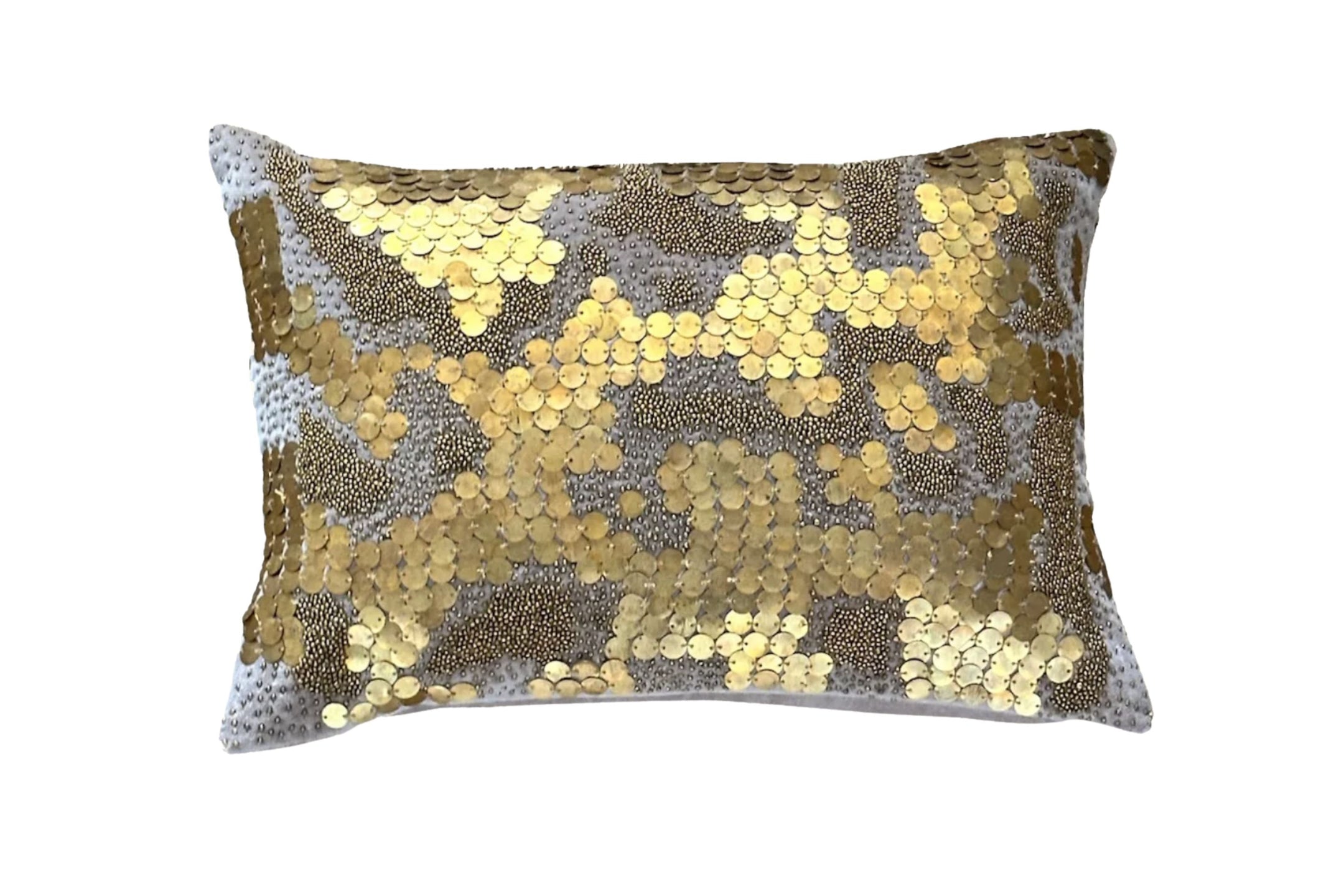Golden Charm Embellished Accent Pillow