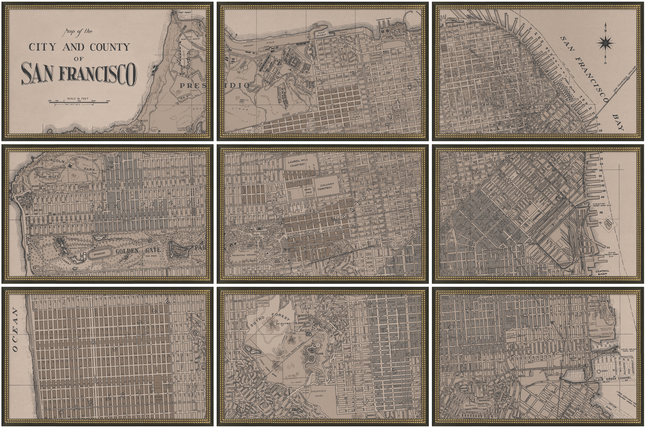 San Francisco Vintage Grid Map I